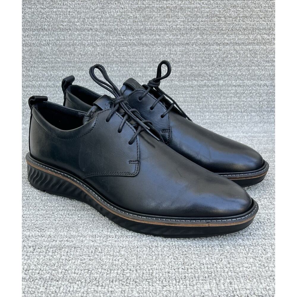 ECCO ST.1 Hybrid Plain Toe Derby Leather Shoes Black Men's Size 9-9.5 US NEW